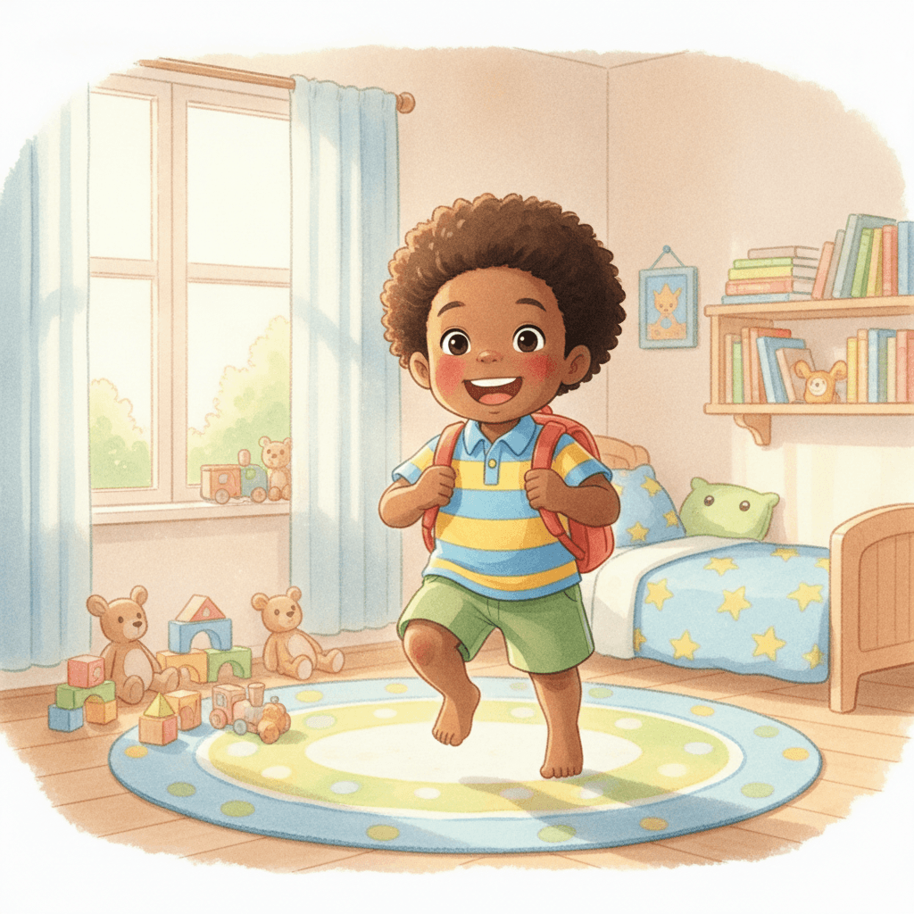 Page 1 of "Nish's Big First Day" — a personalized story for Nish