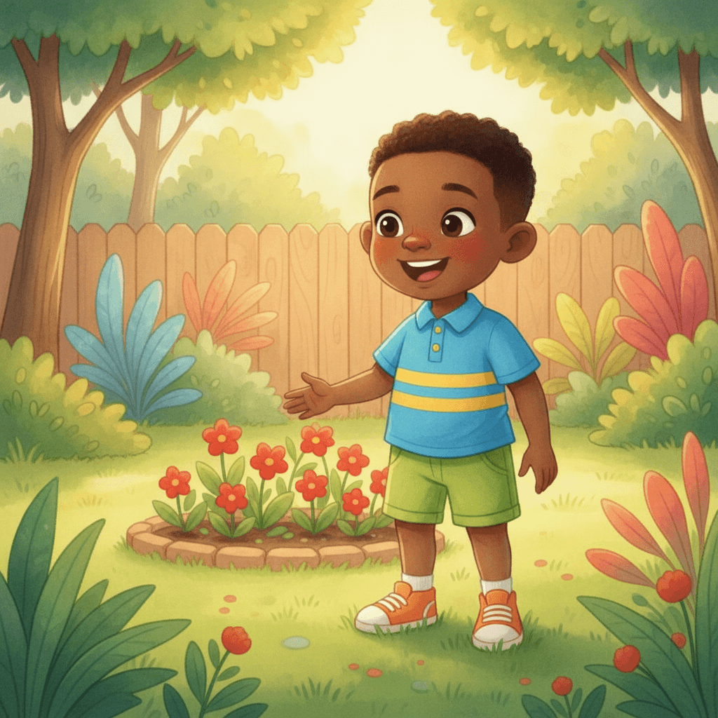 Page 1 of "Nish's Backyard Discovery" — a personalized story for Nish