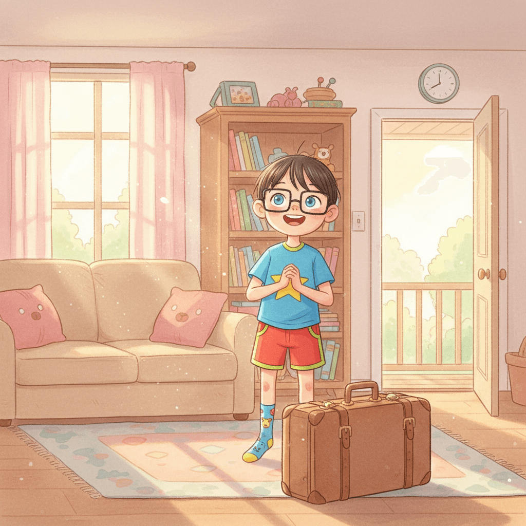 Page 1 of "James Visits His Grandparents" — a personalized story for James